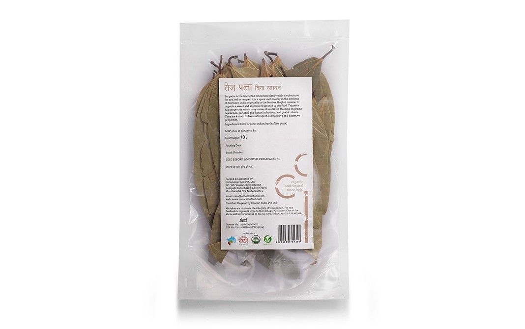 Conscious Food Indian Bay leaf Tej Patta Organic   Pack  10 grams
